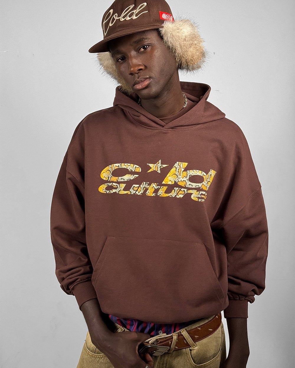 WILD SNAKE HOODIE BROWN - Cold Culture