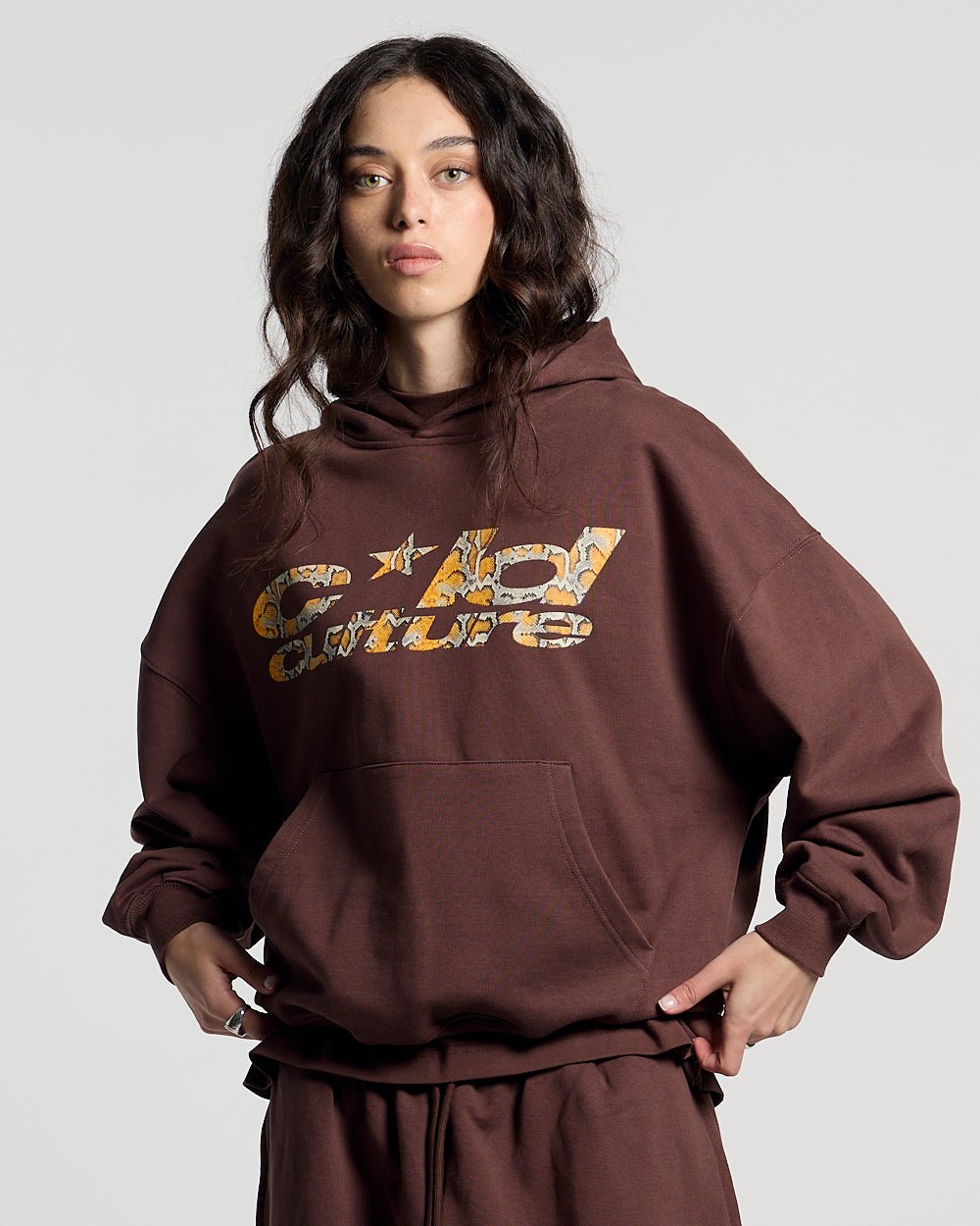 WILD SNAKE HOODIE BROWN - Cold Culture