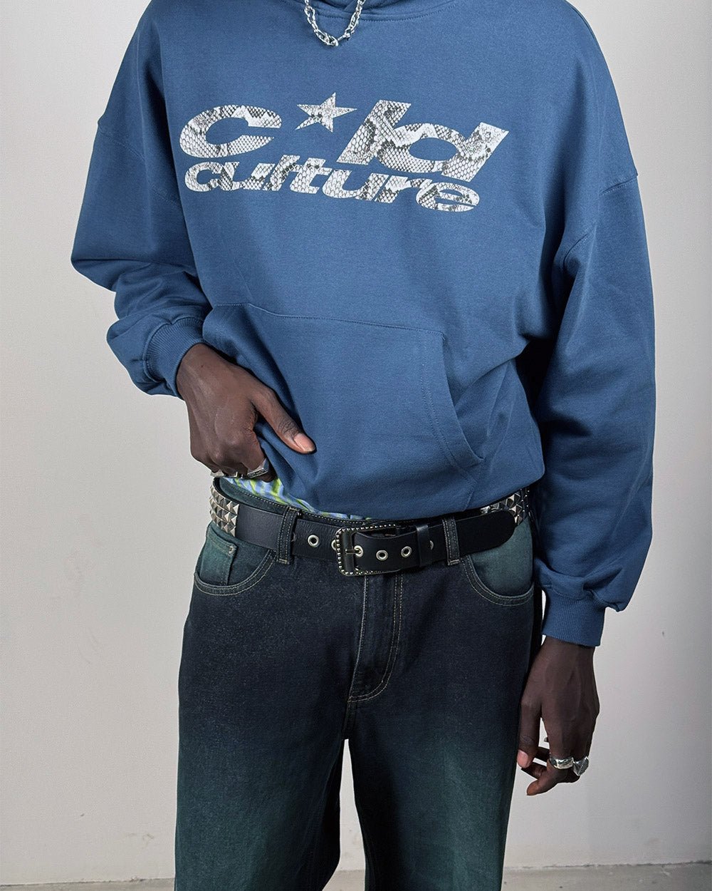 WILD SNAKE HOODIE NAVY BLUE - Cold Culture