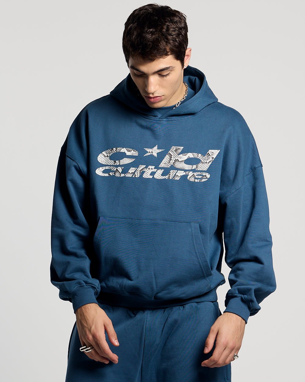 WILD SNAKE HOODIE NAVY BLUE - Cold Culture
