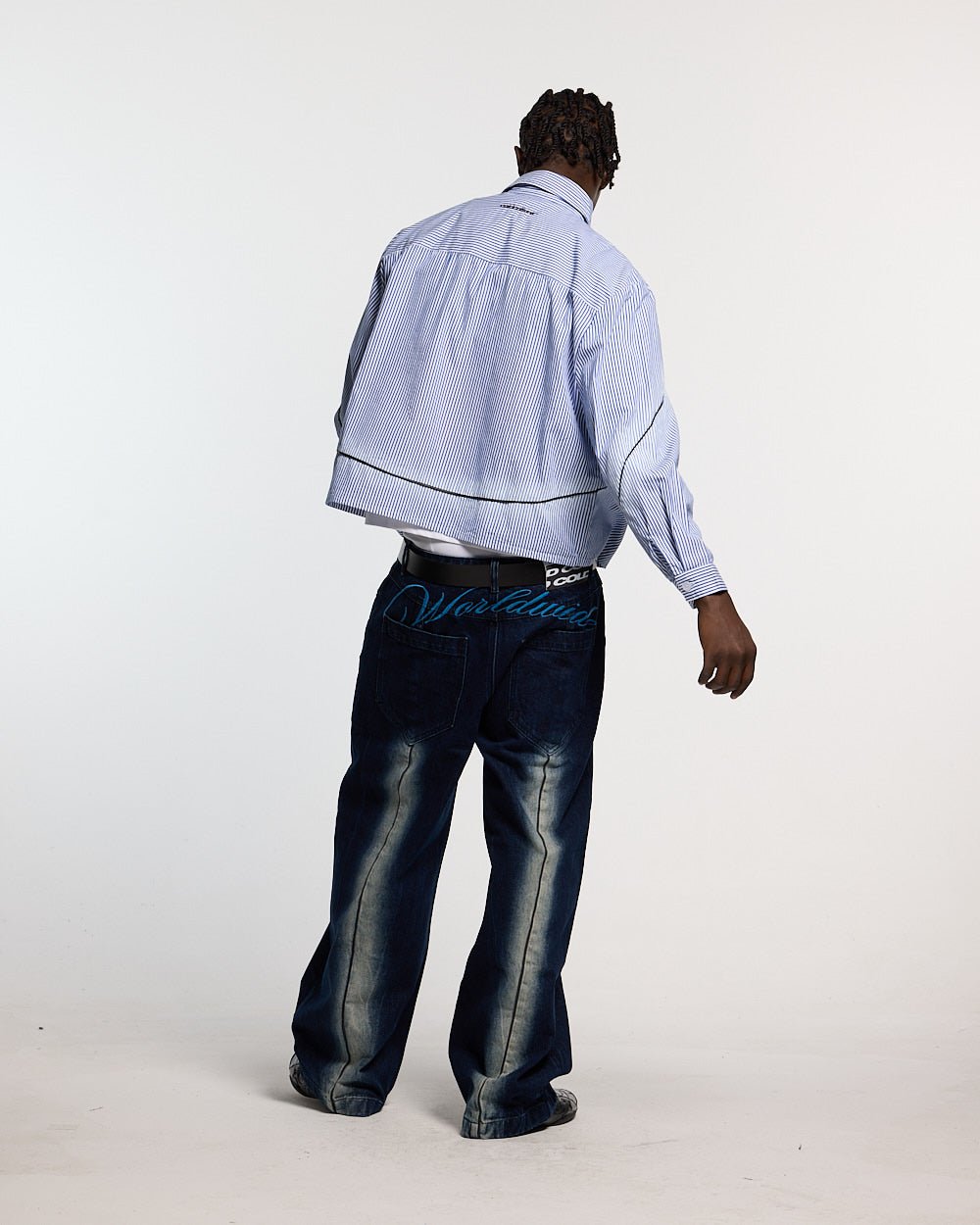 WORLDWIDE LONGSLEEVE SHIRT BLUE & WHITE - Cold Culture