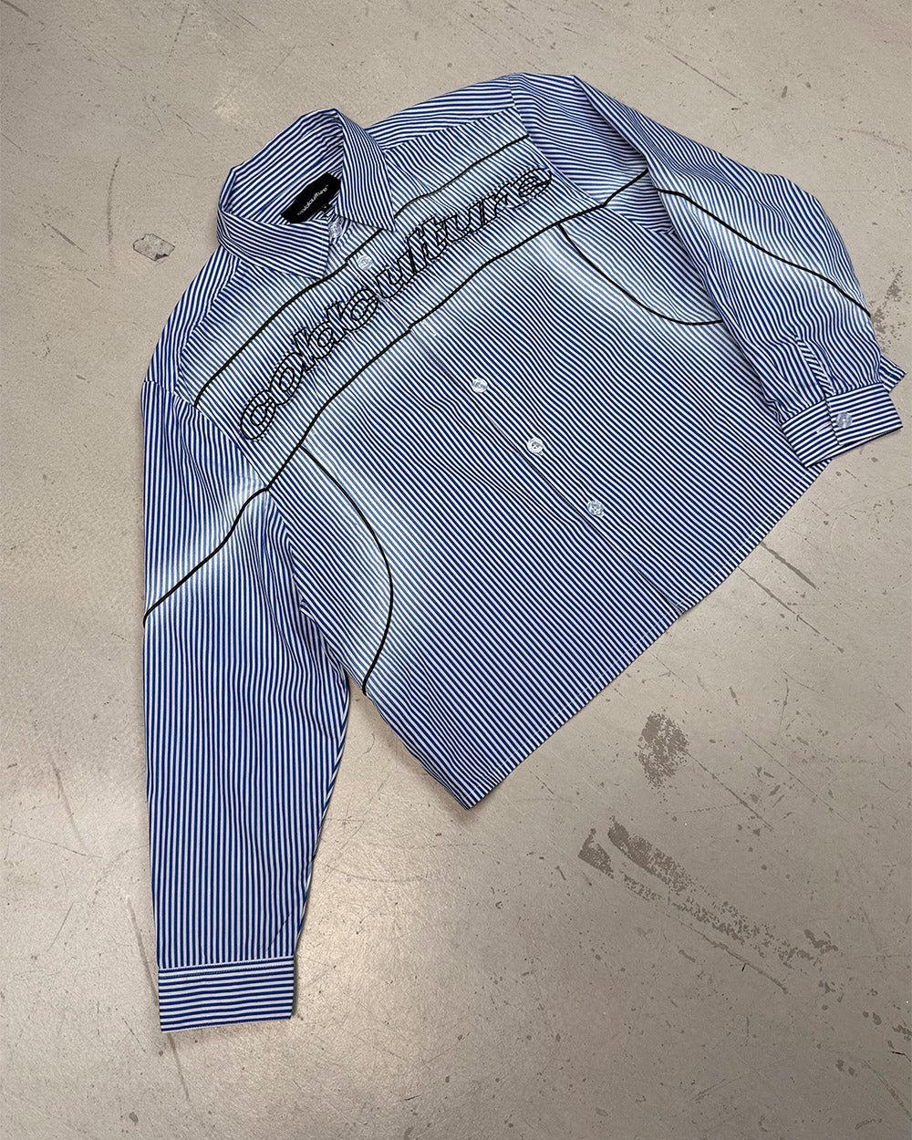 WORLDWIDE LONGSLEEVE SHIRT BLUE & WHITE - Cold Culture