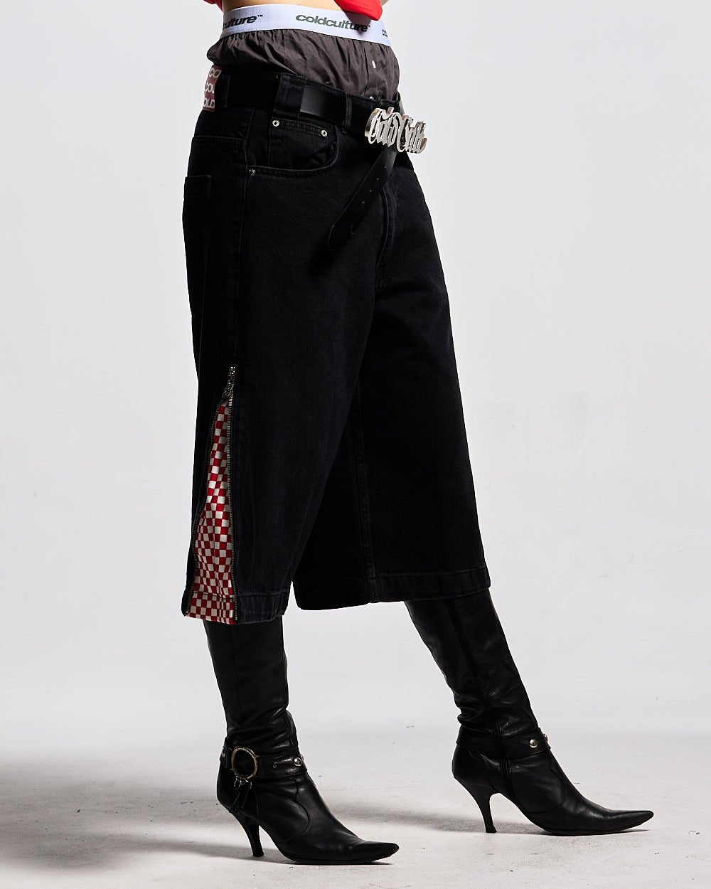 ZIP RED CHESS JORTS - COLD CULTURE #woman