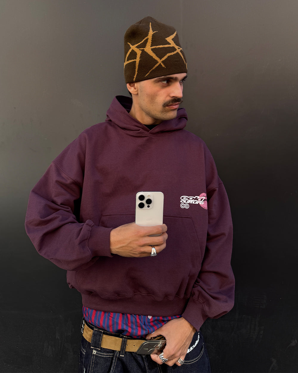 LIP COMBO HOODIE DARK BURGUNDY