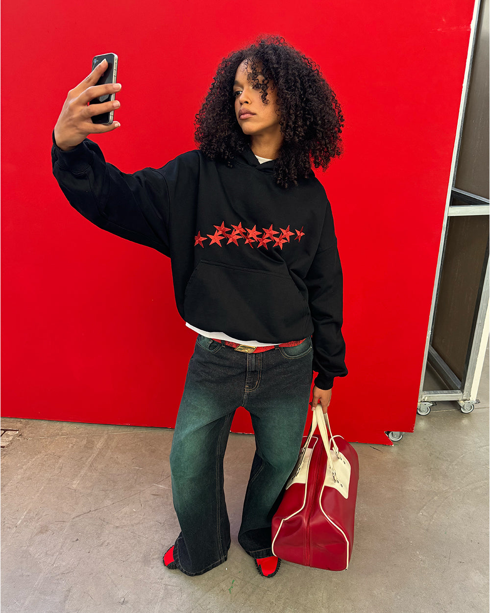 STARS HOODIE BLACK & RED
