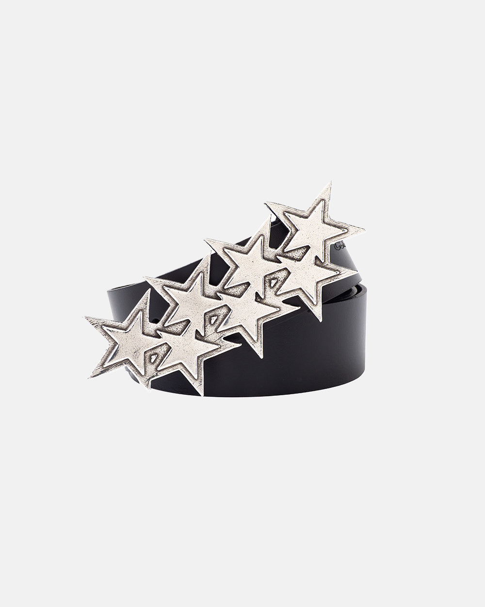 STARS LEATHER BELT BLACK