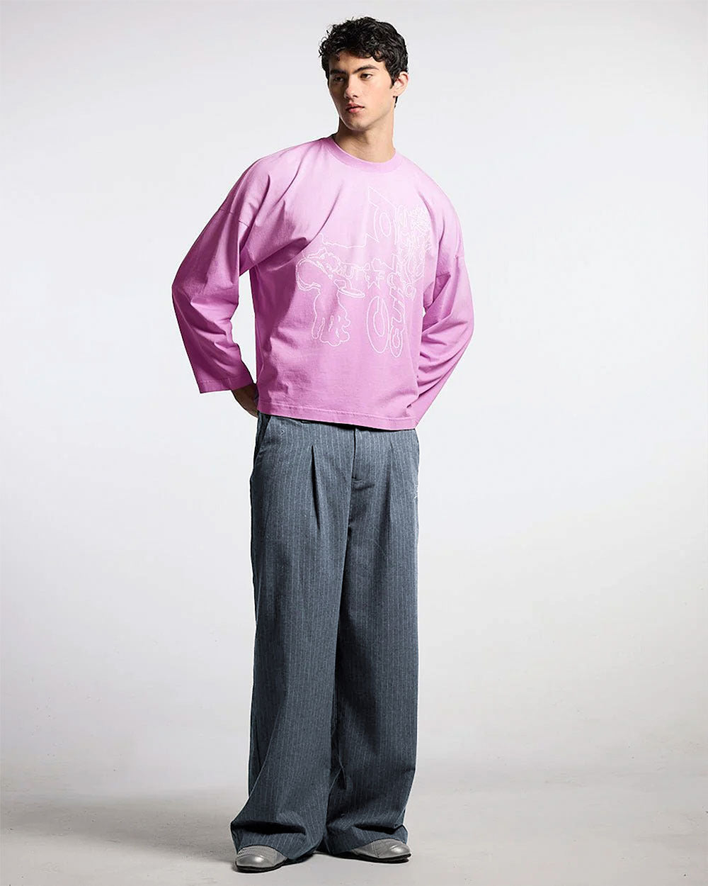 SEAM EFFECT LINE PANTS GREY