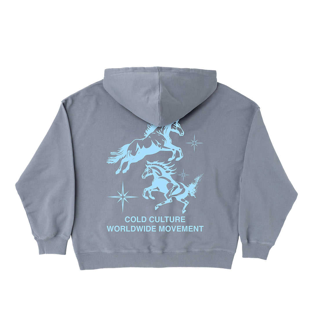 HORSES HOODIE MEDIUM BLUE