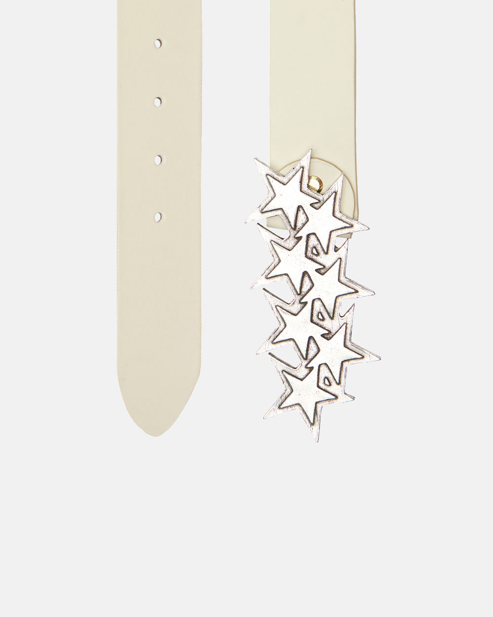 STARS LEATHER BELT WHITE