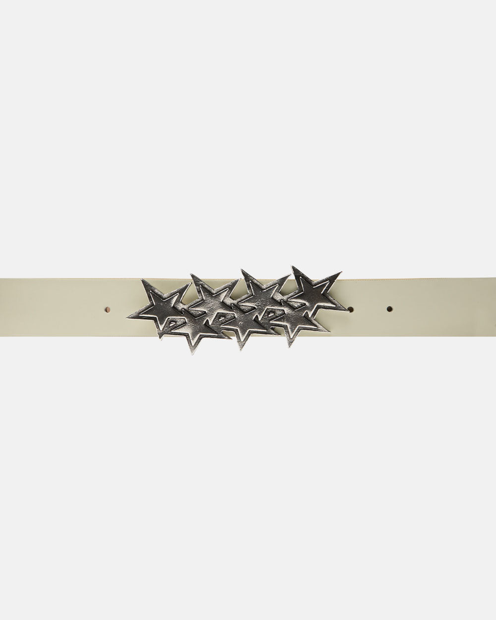 STARS LEATHER BELT WHITE