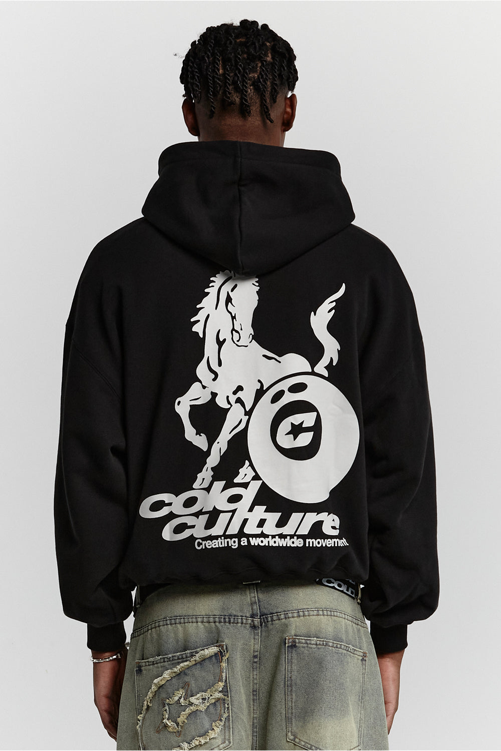 PLAYING HORSE HOODIE BLACK