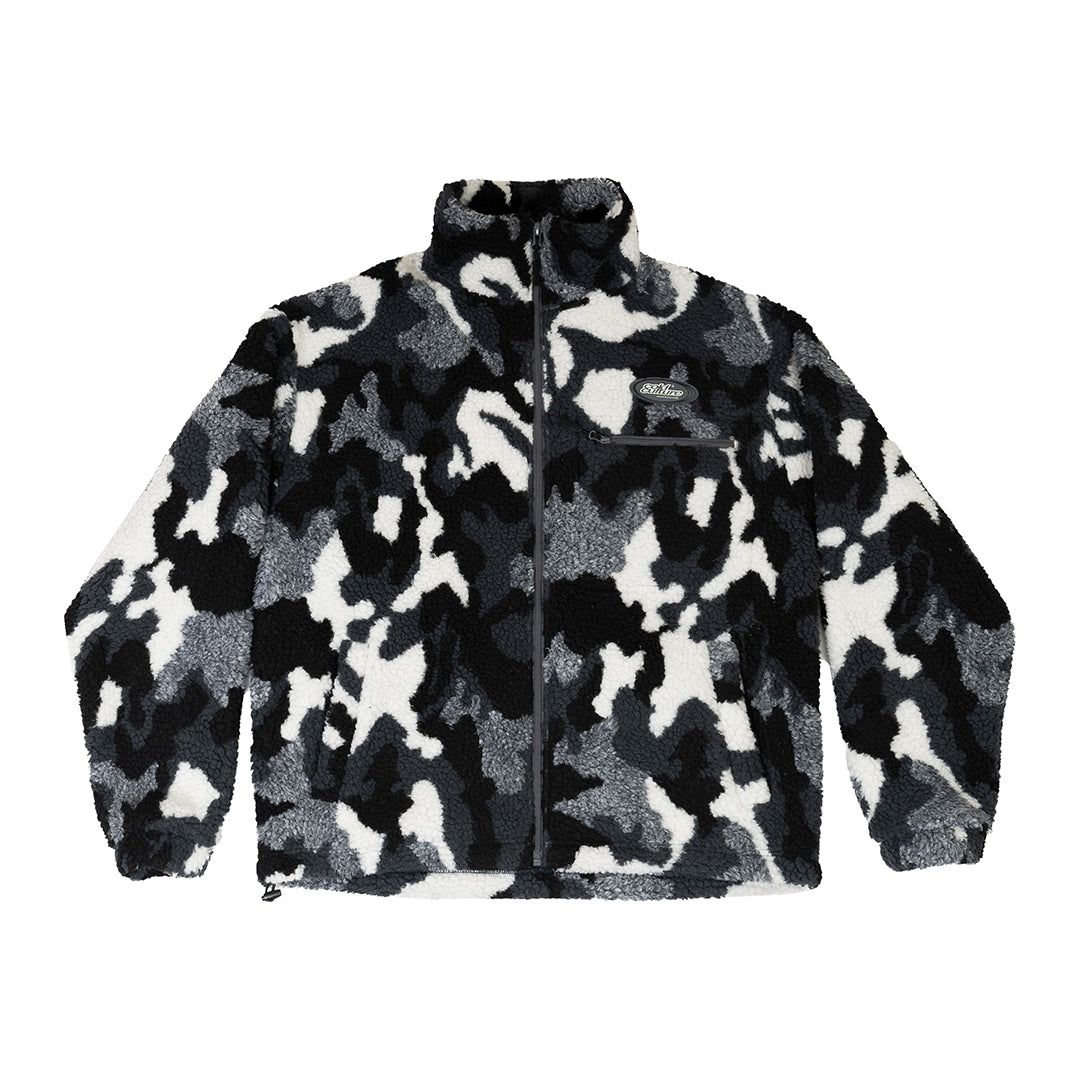 ABSTRACT FLEECE GREY CAMO