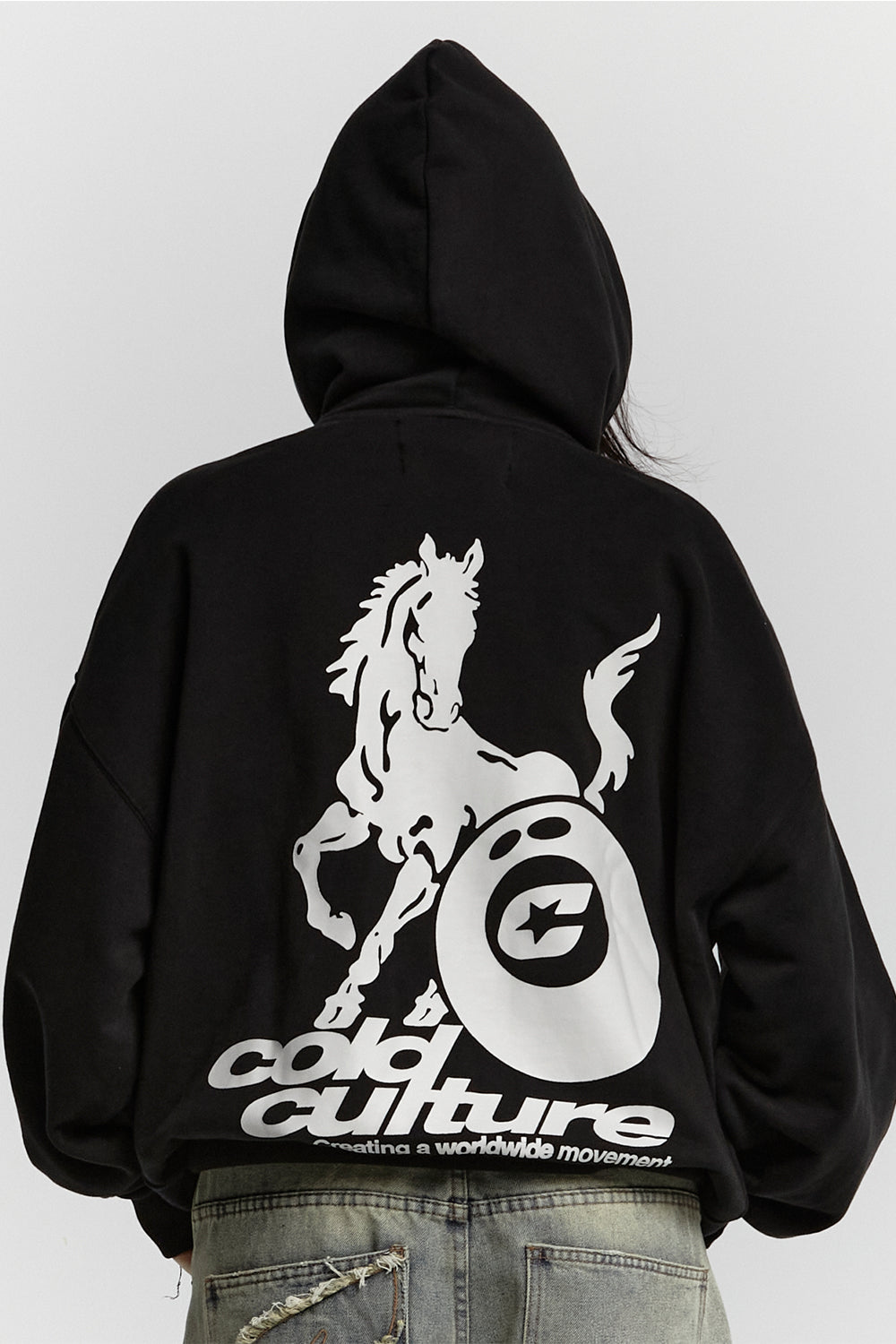 PLAYING HORSE HOODIE BLACK