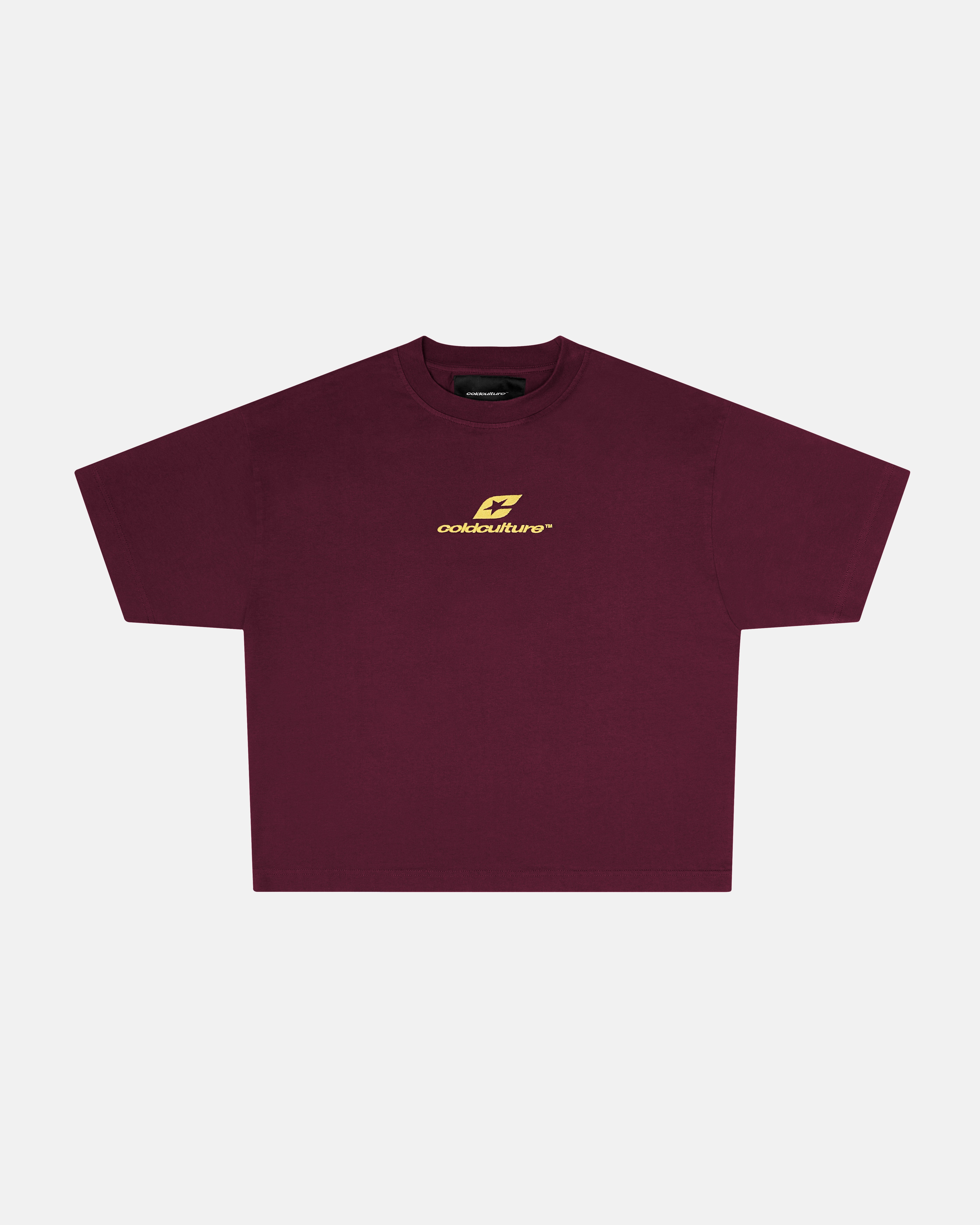 CURVED TEE BURGUNDY & YELLOW