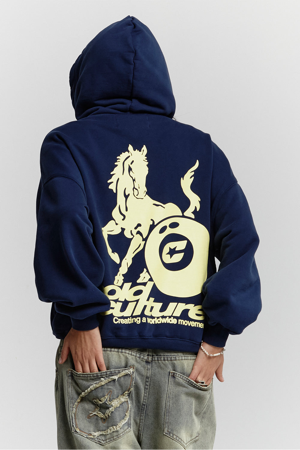 PLAYING HORSE HOODIE NAUTICAL BLUE