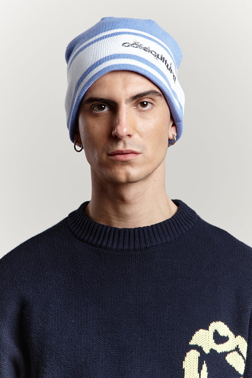 STARS STRAP BEANIE BLUE CALICO