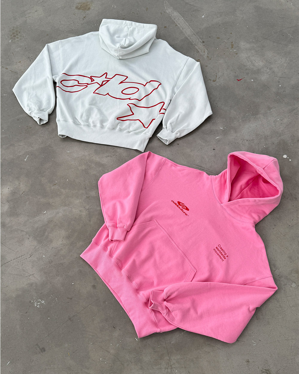 DEFENSE HOODIE LIGHT GREY & RED