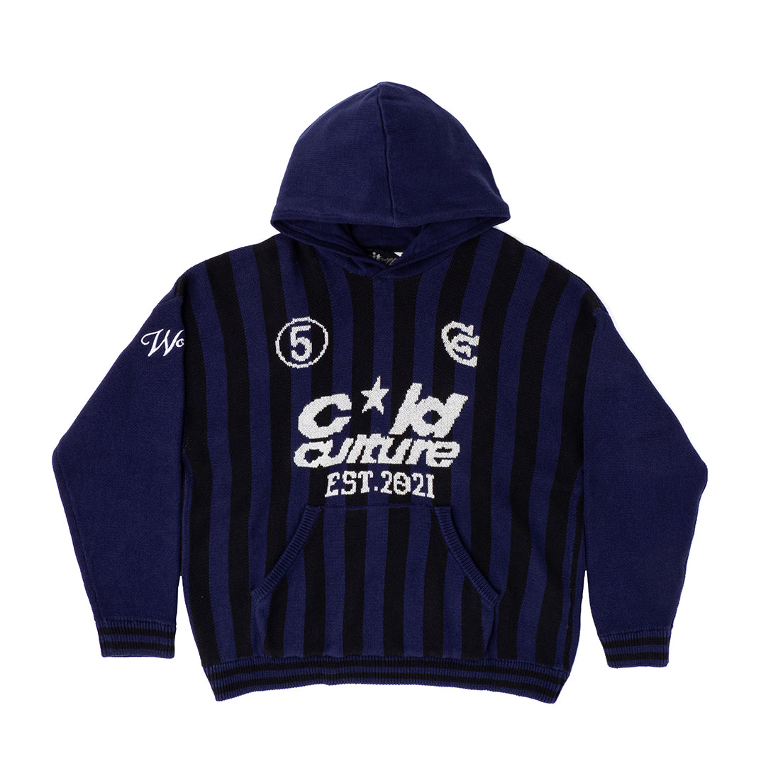 STRUCTURE KNIT HOODIE MIDNIGHT BLUE