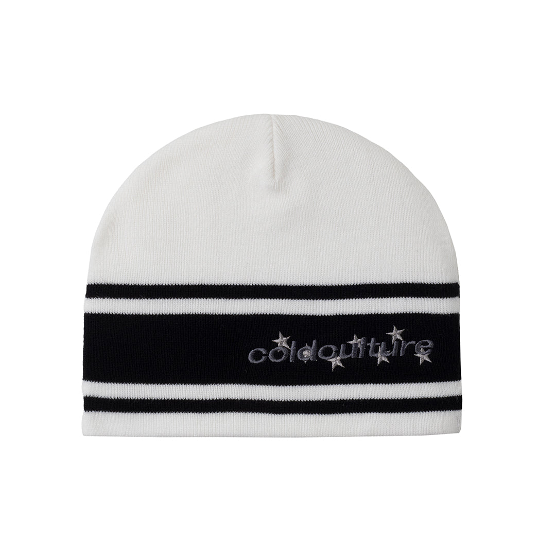 STARS STRAP BEANIE WHITE