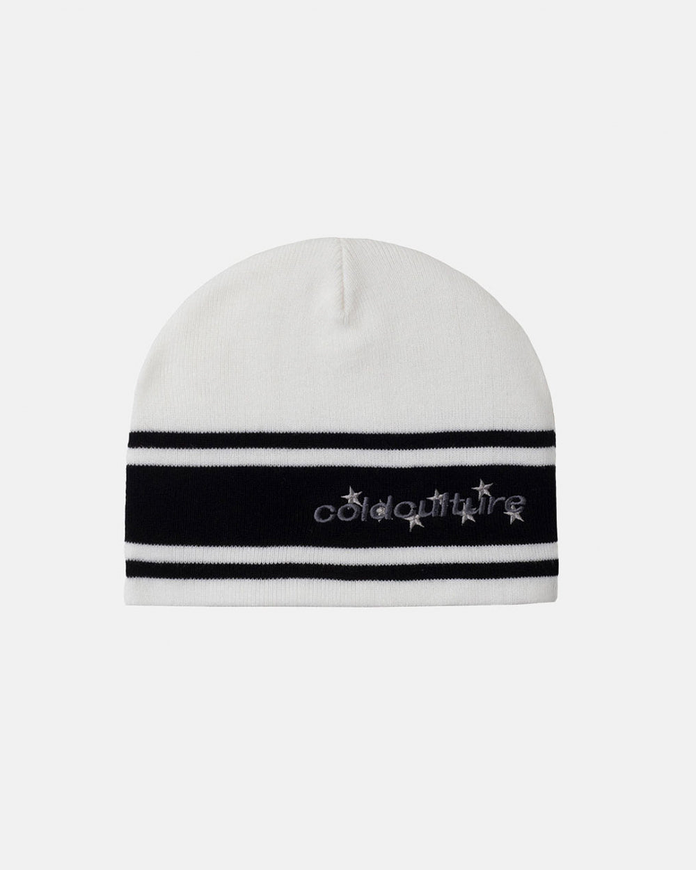 STARS STRAP BEANIE WHITE