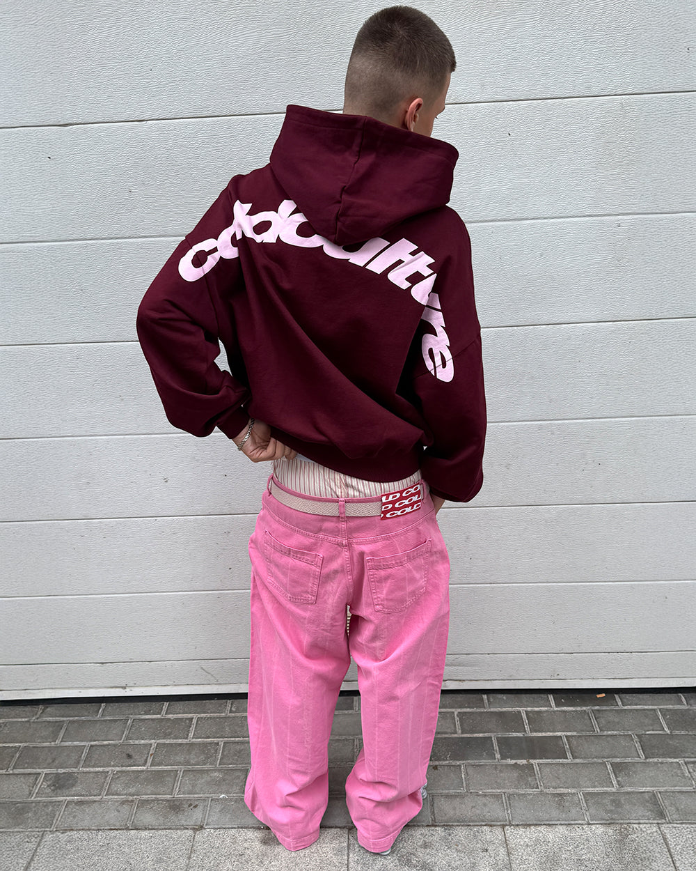 CURVED HOODIE WINE RED