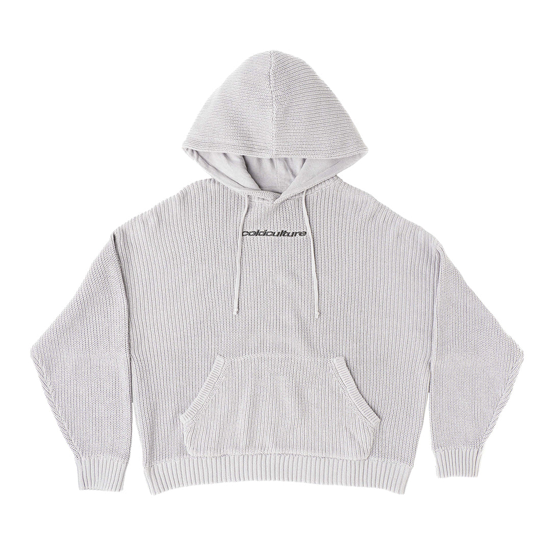 HORSE KNITTED HOODIE PEARL GREY