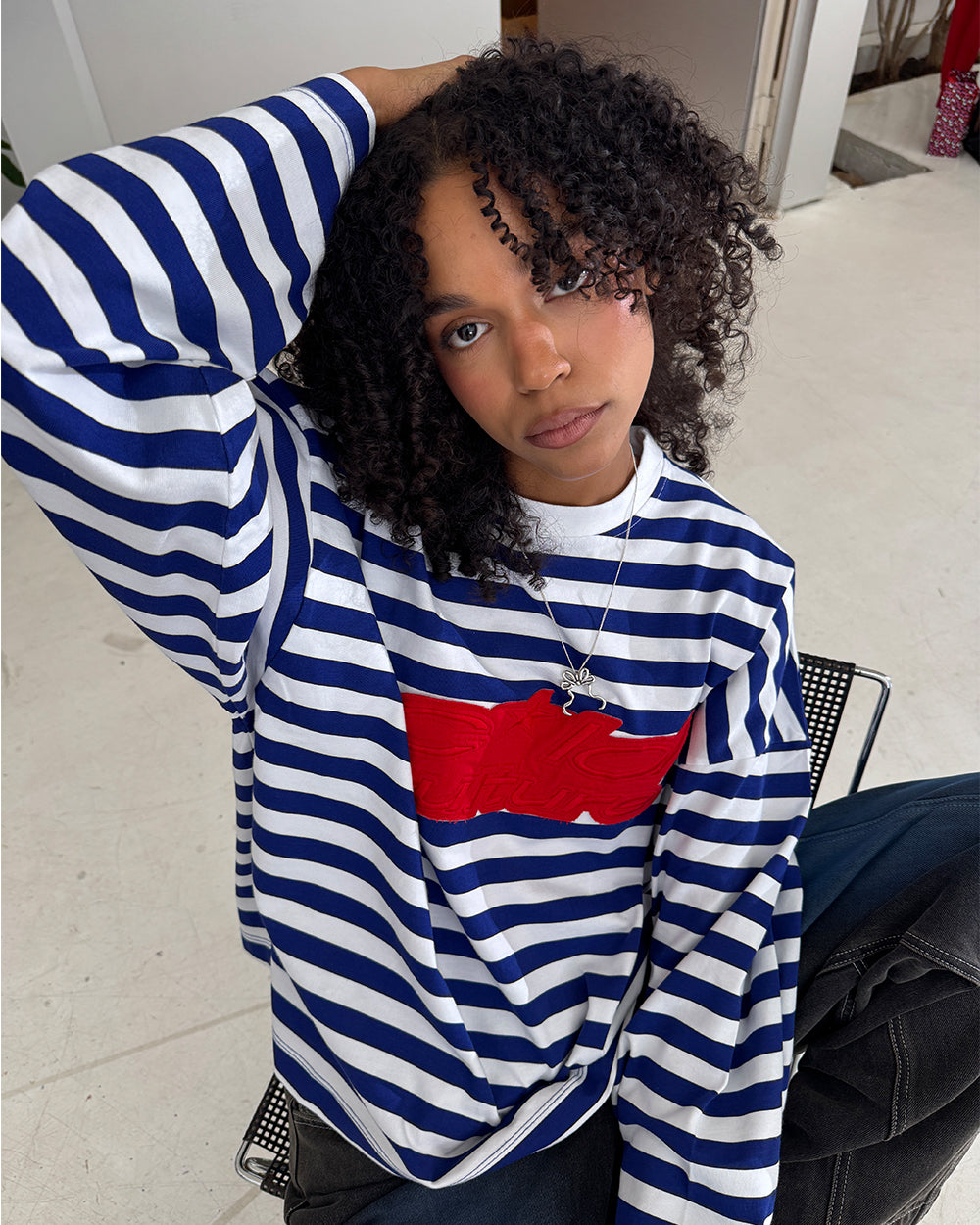 PARDON ME LONGSLEEVE WHITE & NAVY