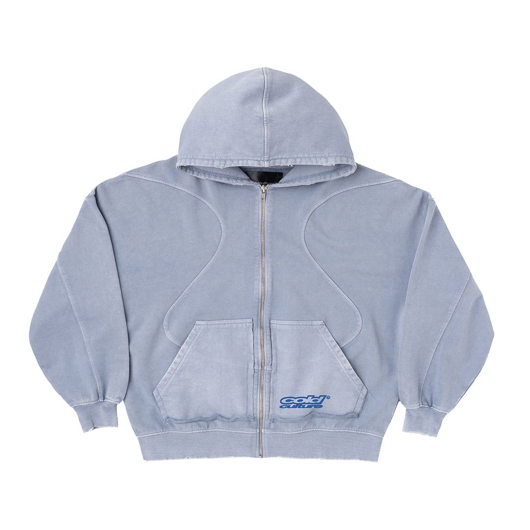 SHAPES ZIP HOODIE +WASHED COOL BLUE