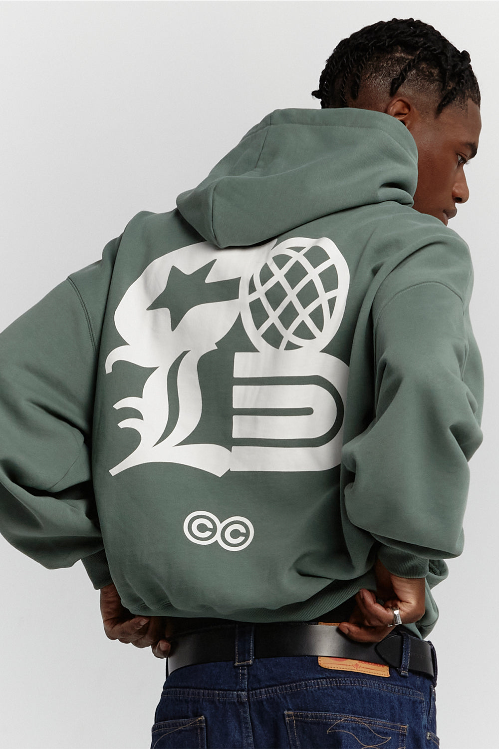 COLD LOGOS HOODIE ASH GREEN