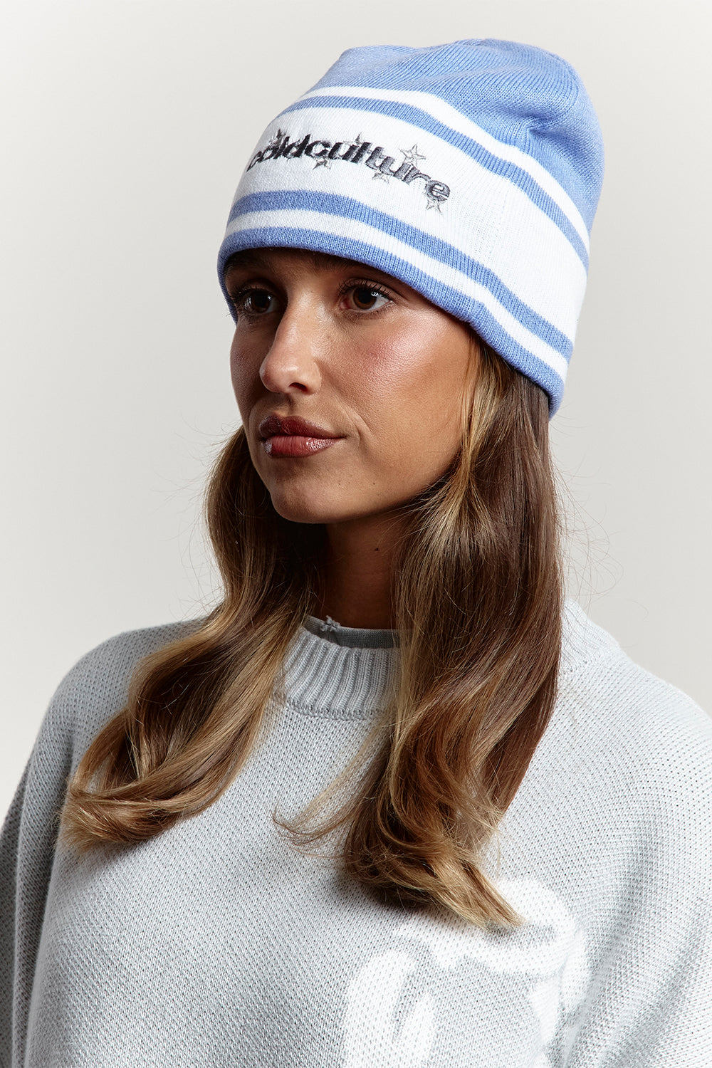 STARS STRAP BEANIE BLUE CALICO