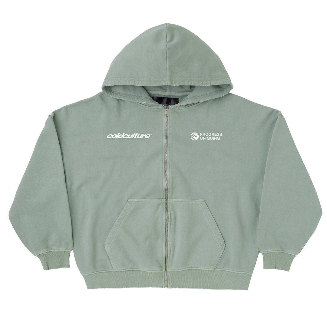 BURNING ZIP HOODIE +WASHED MARINE GREEN