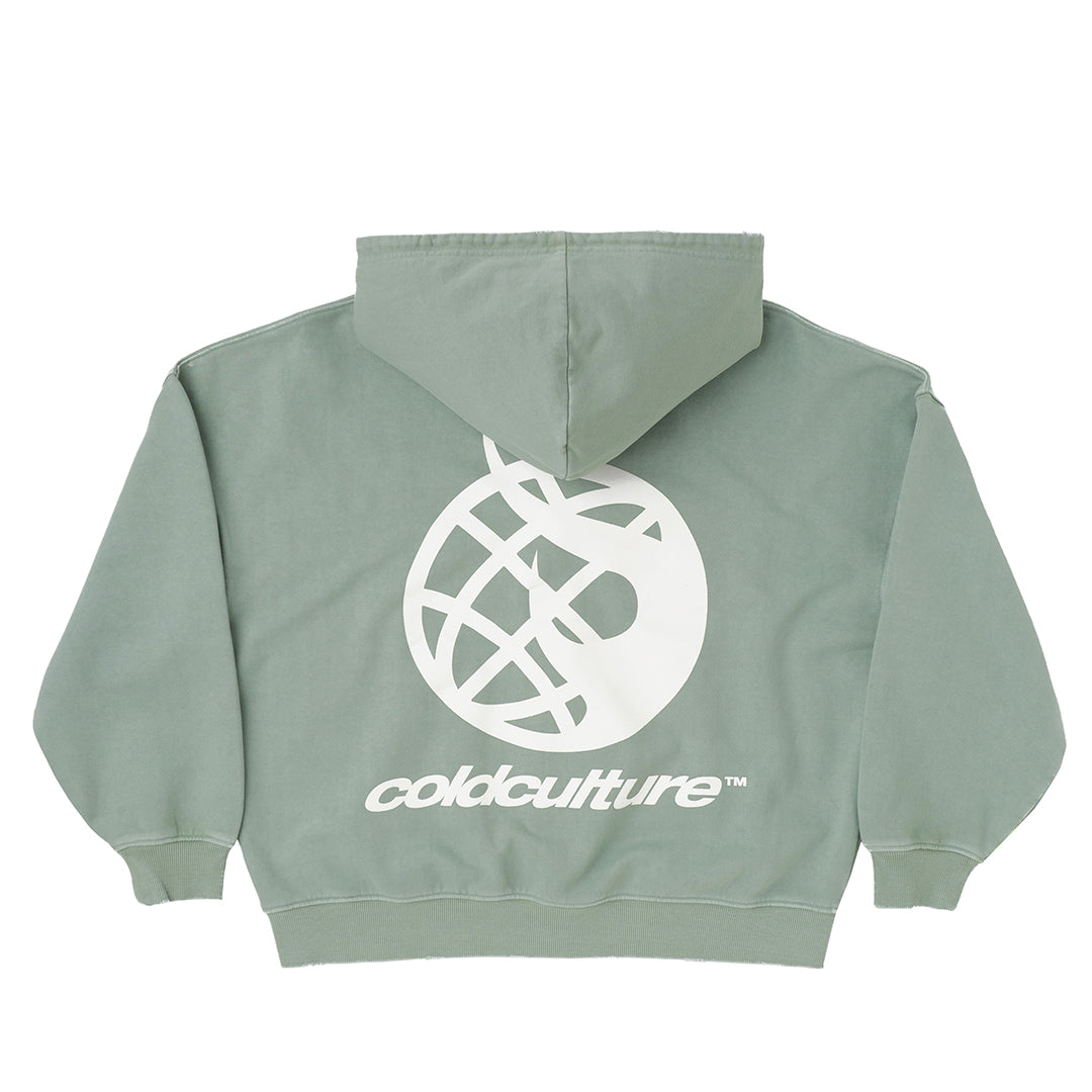 BURNING ZIP HOODIE +WASHED MARINE GREEN