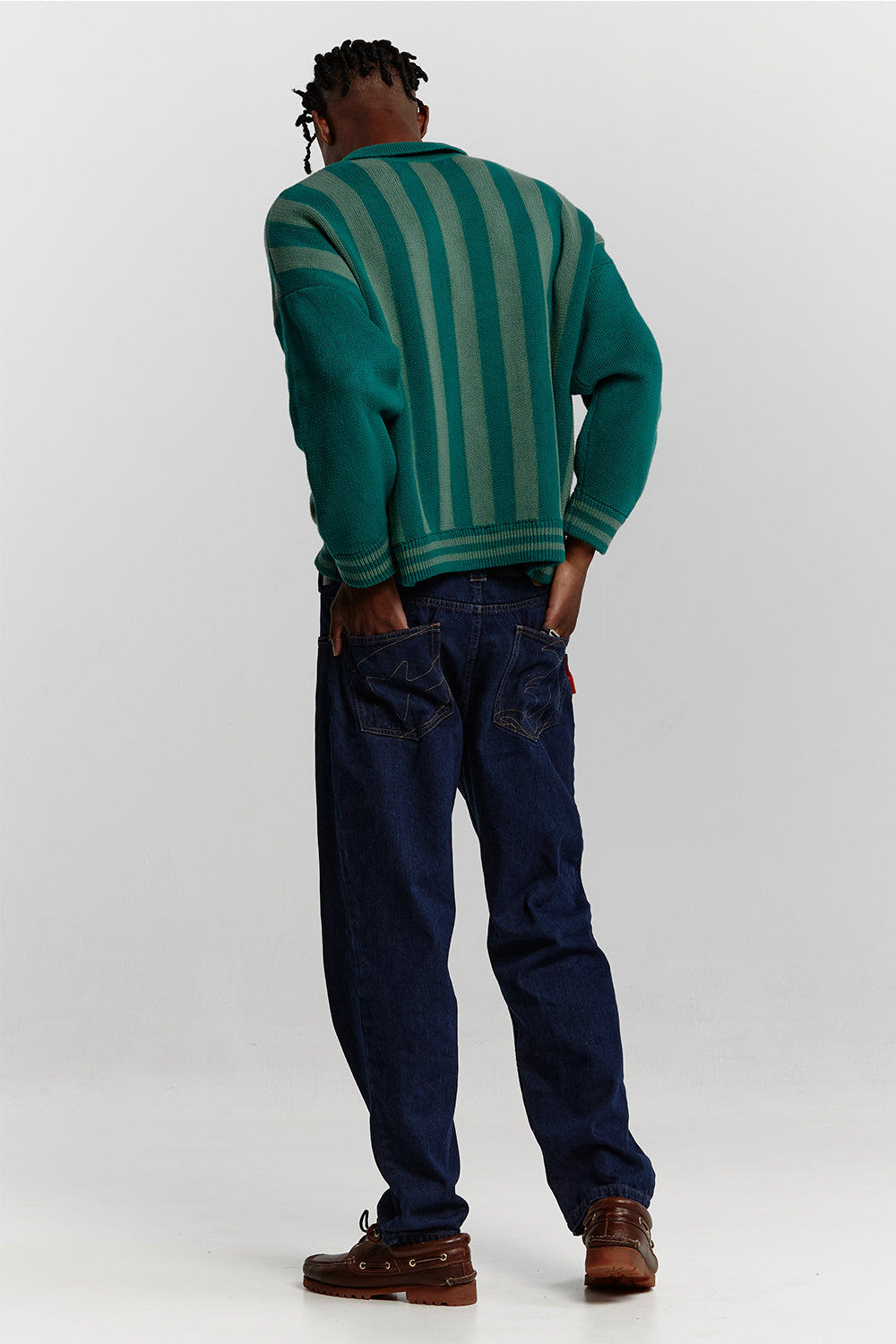 STRUCTURE COLLAR KNIT SWEATSHIRT KNIT MOSS GREEN