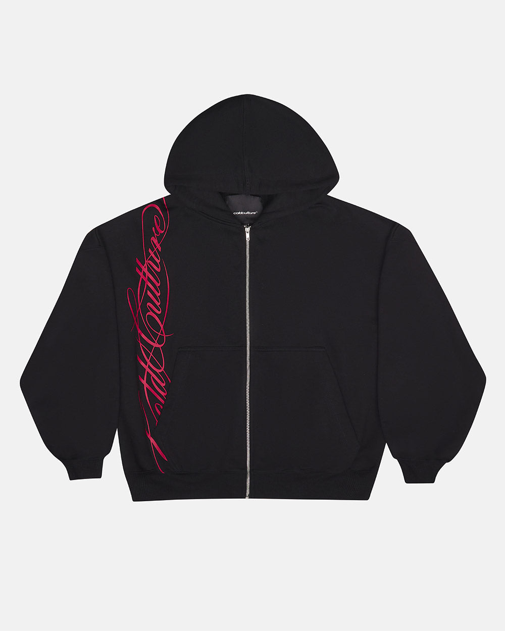 SCRIPT ZIP HOODIE BLACK