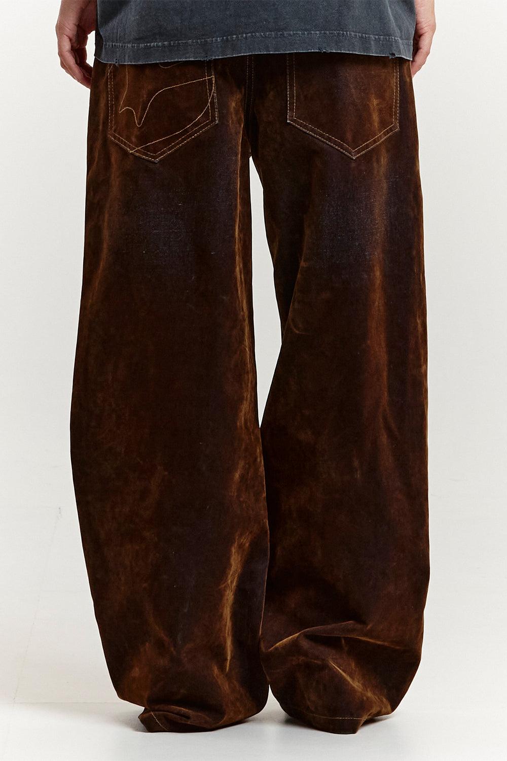 BIG C V2 PANTS FADED BROWN/BLUE DENIM