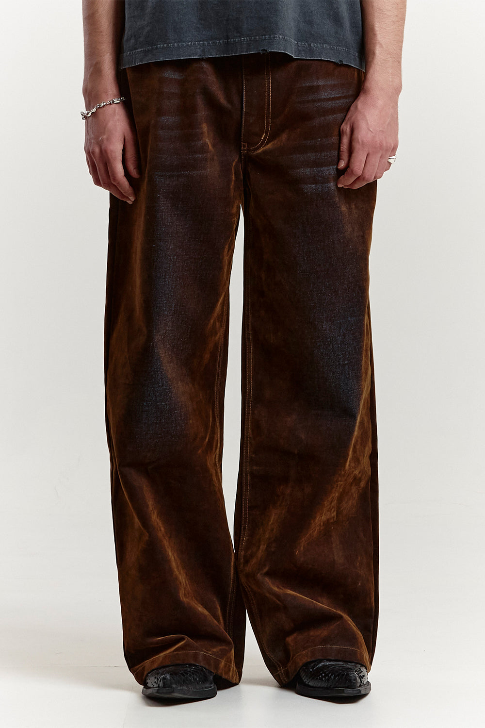 BIG C V2 PANTS FADED BROWN/BLUE DENIM