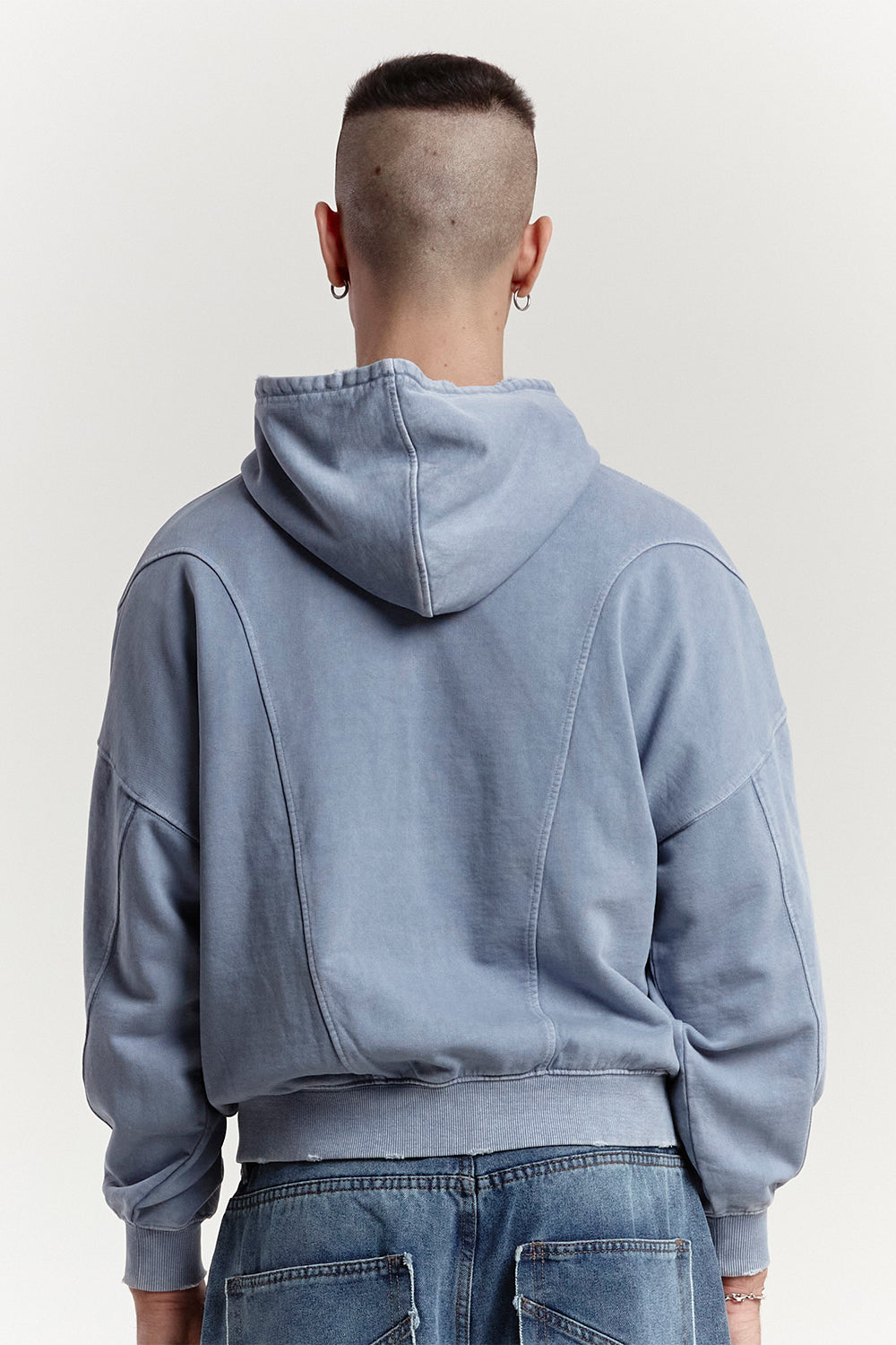 SHAPES ZIP HOODIE +WASHED COOL BLUE