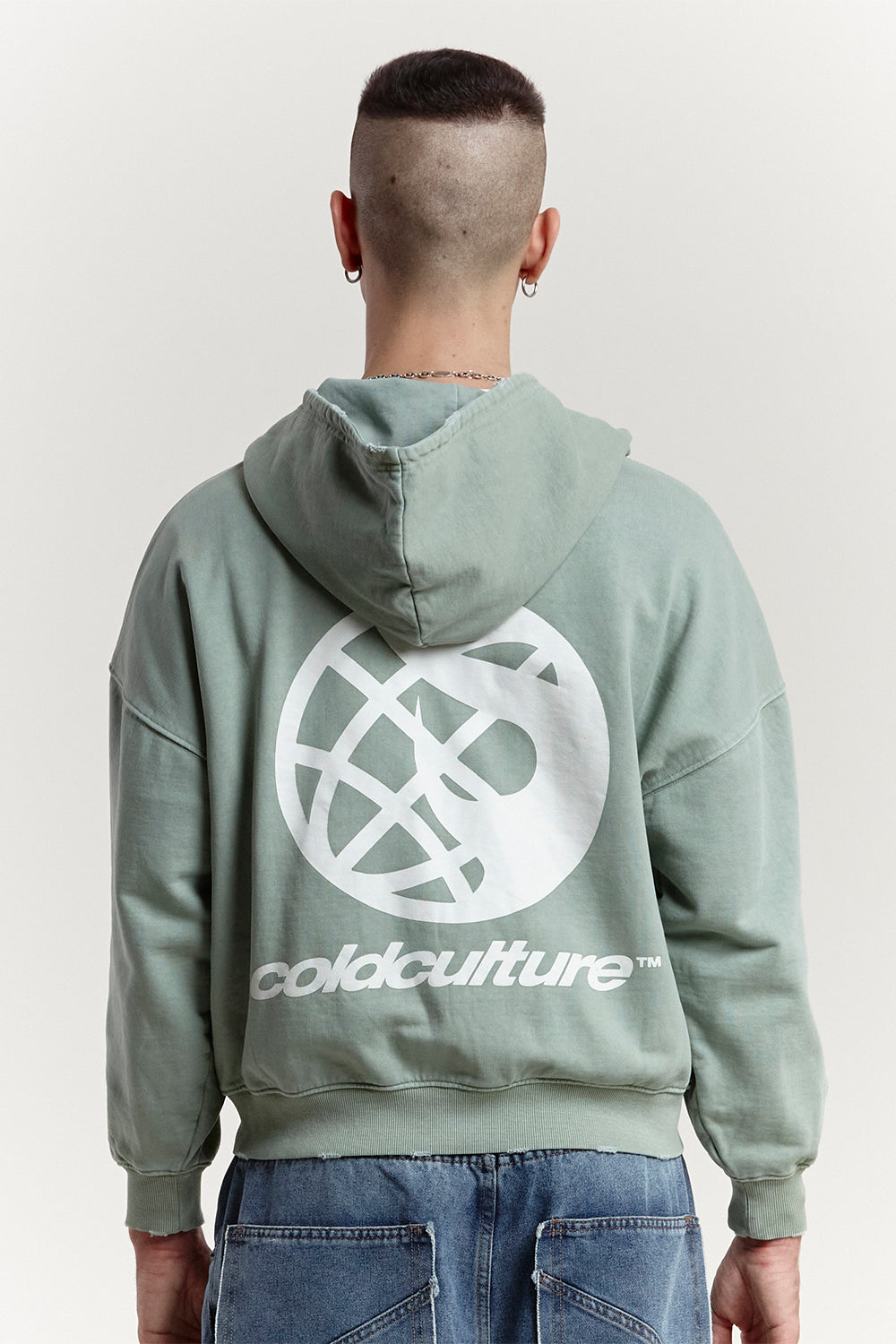 BURNING ZIP HOODIE +WASHED MARINE GREEN