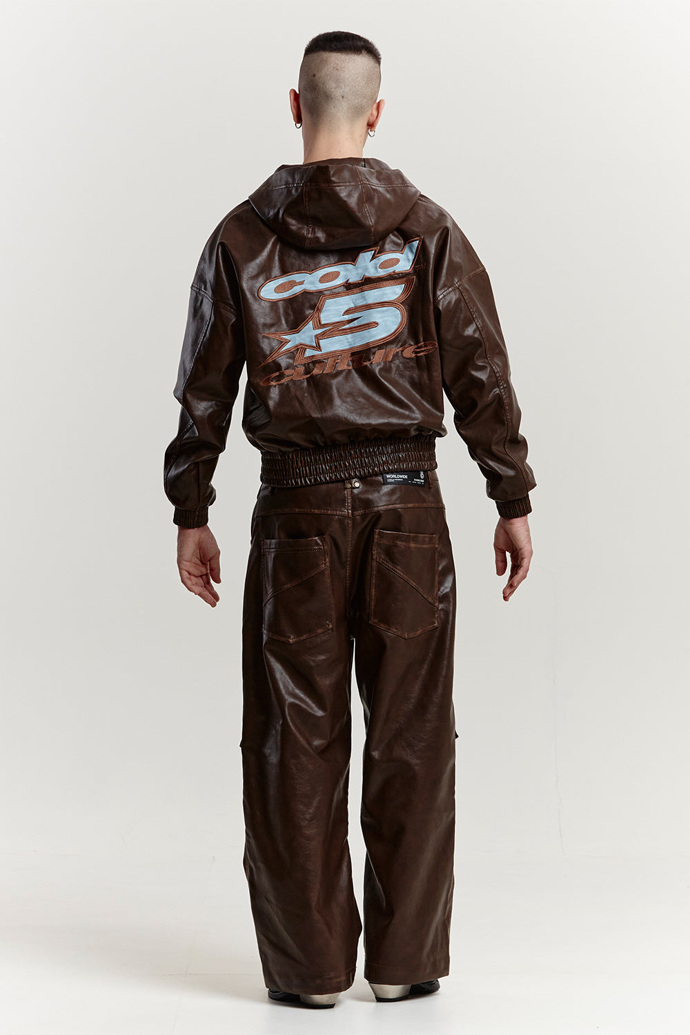 PLUS HOODED JACKET BROWN LEATHER