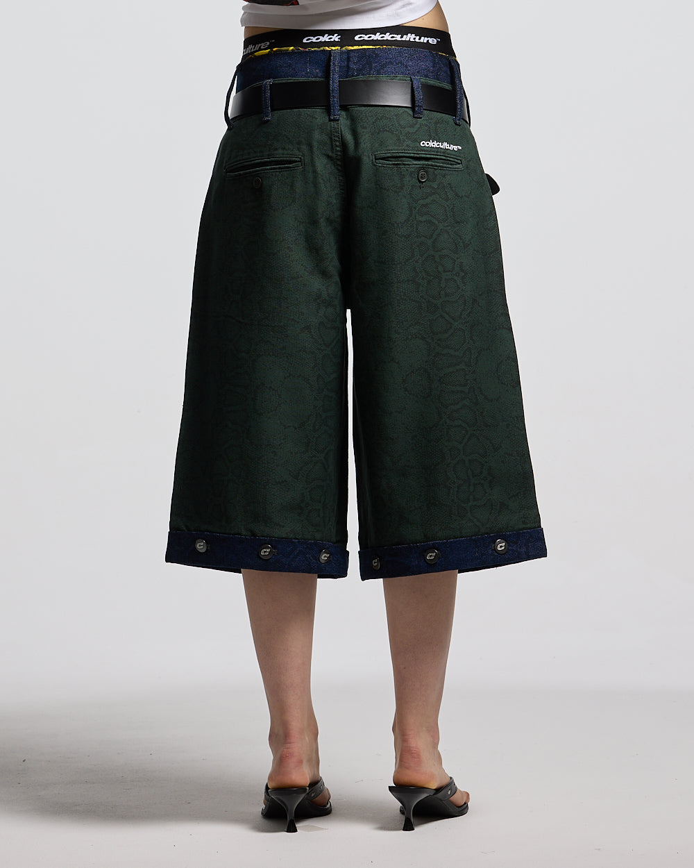 DOUBLE WAIST SNAKE SUIT JORTS GREEN