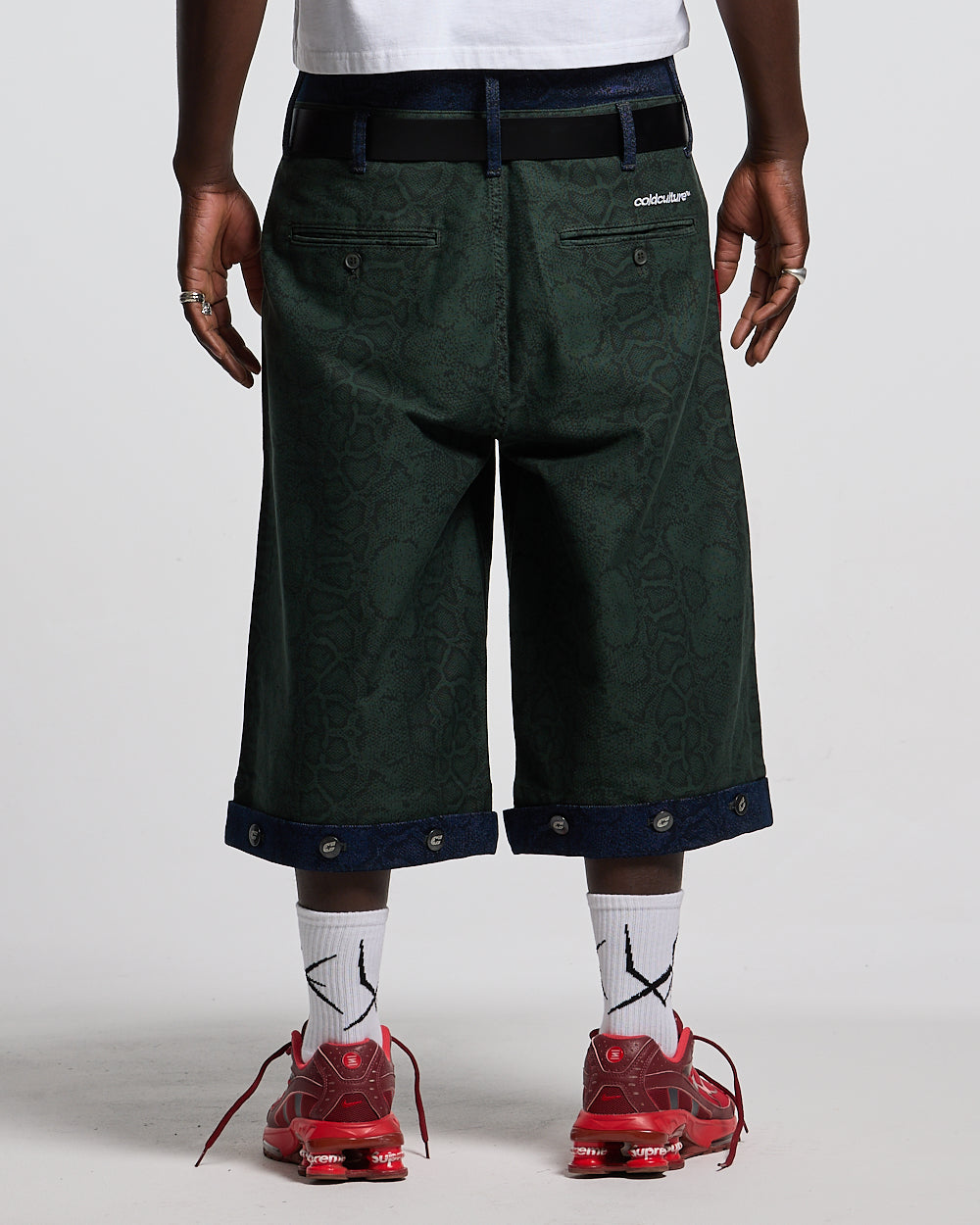 DOUBLE WAIST SNAKE SUIT JORTS GREEN