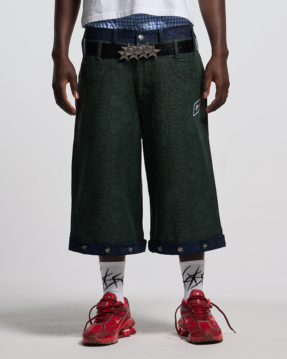 DOUBLE WAIST SNAKE SUIT JORTS GREEN