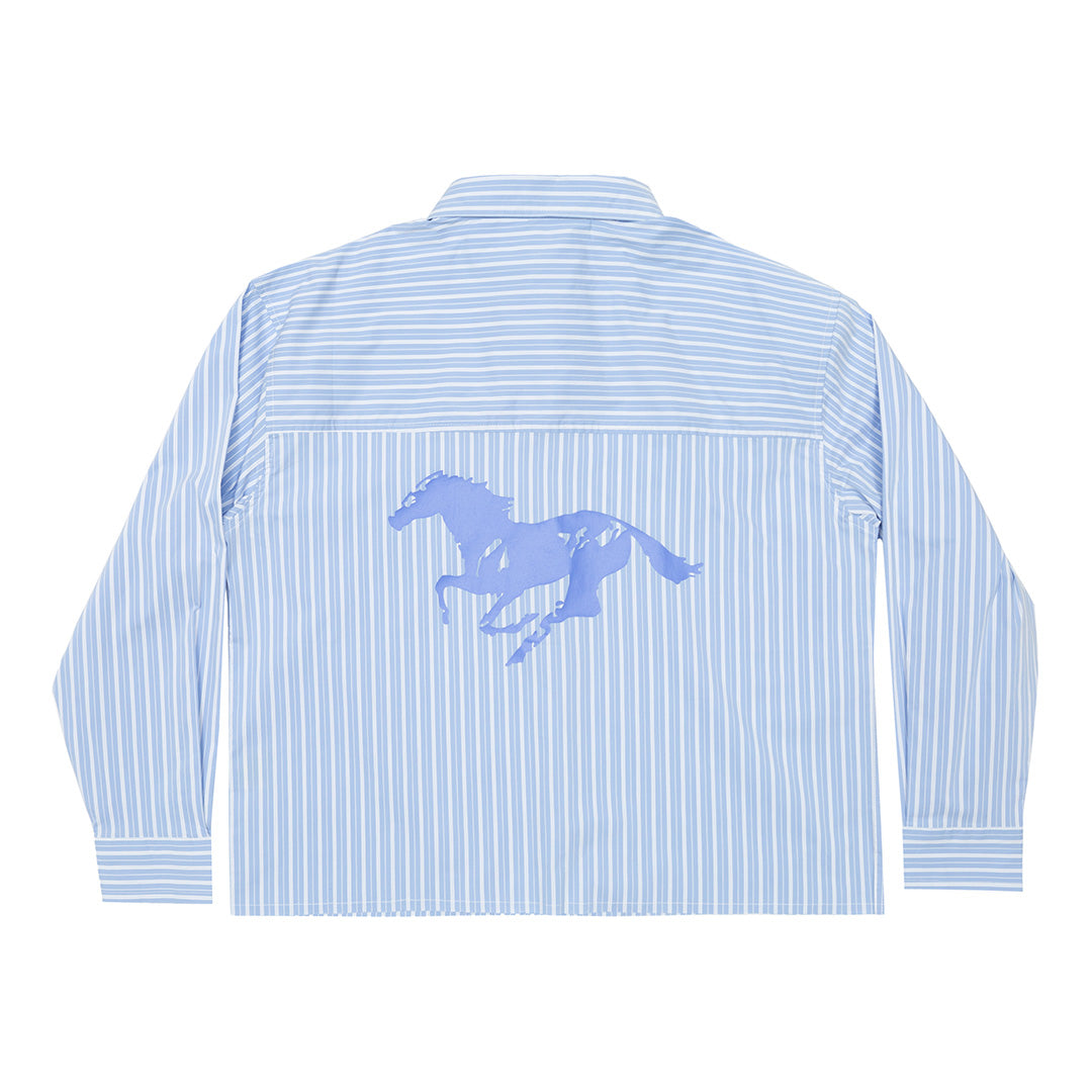 RUNNING HORSE SHIRT BLUE STRIPES