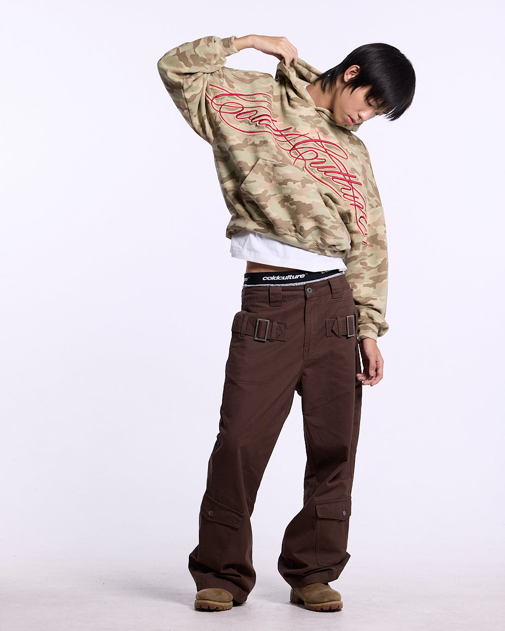CROSSED DISTRESS HOODIE CAMO