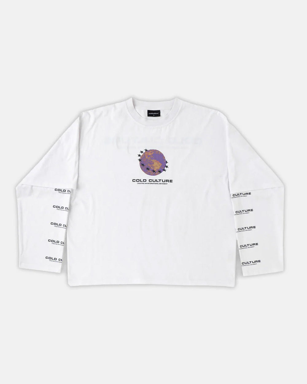 FIRE EARTH LONG SLEEVE TEE WHITE