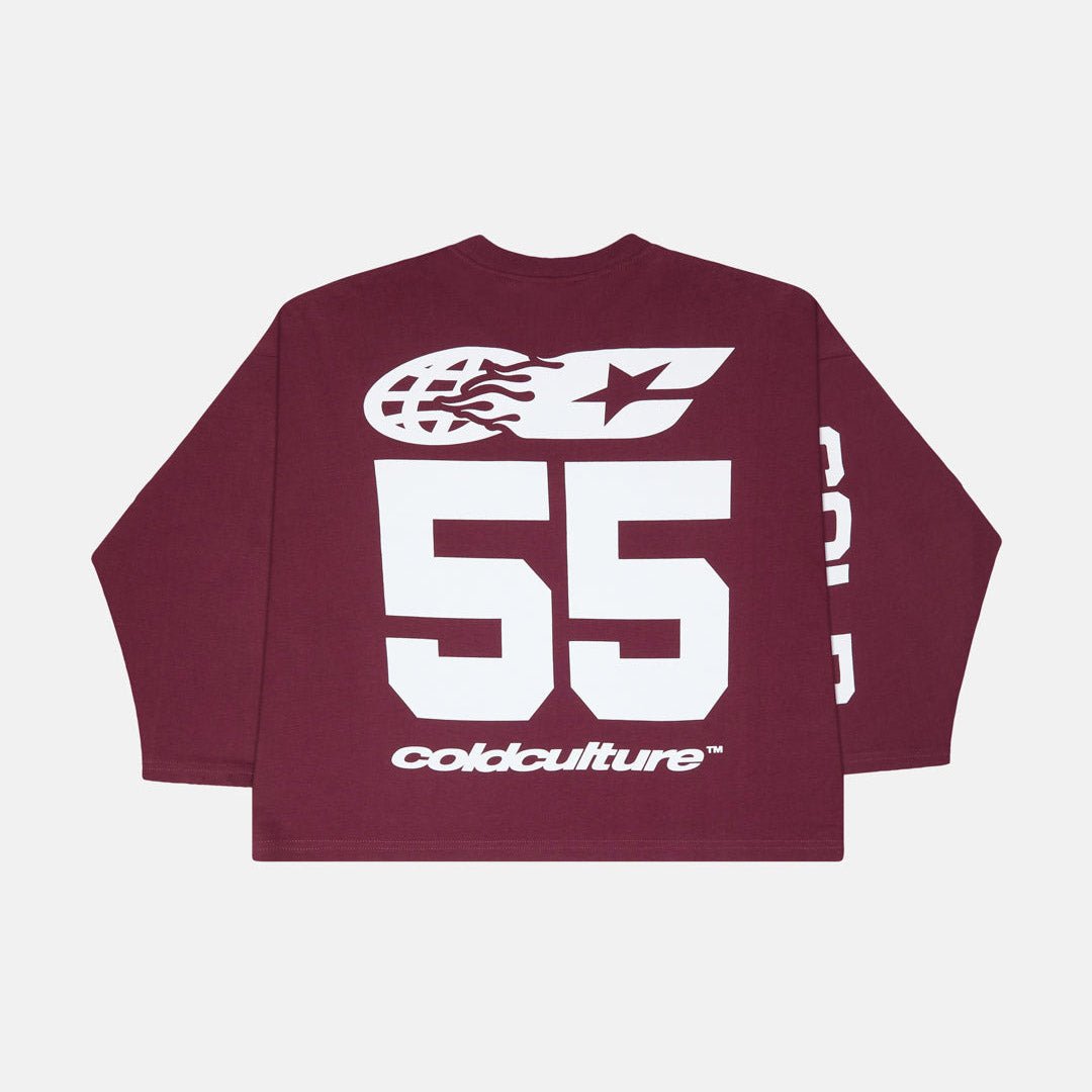 55 FLAMES LONGSLEEVE BURGUNDY - COLD CULTURE