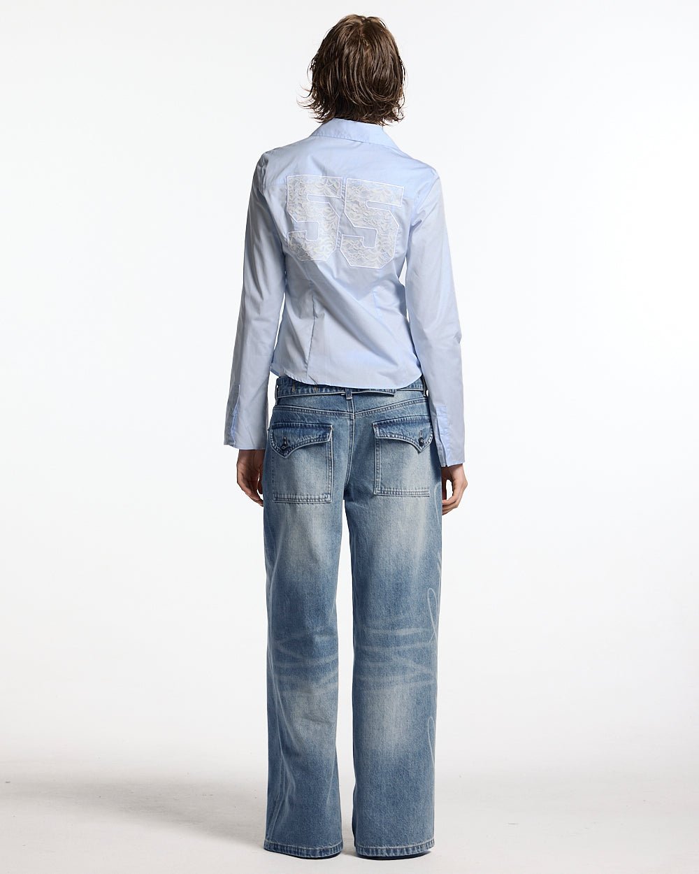 55 LACE SHIRT BABY BLUE - Cold Culture