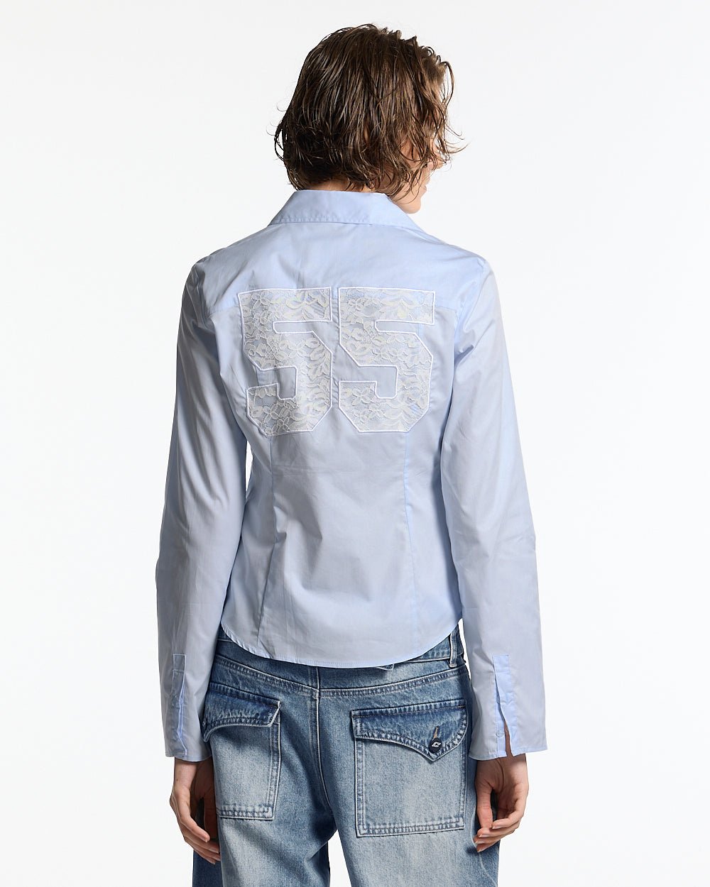 55 LACE SHIRT BABY BLUE - Cold Culture