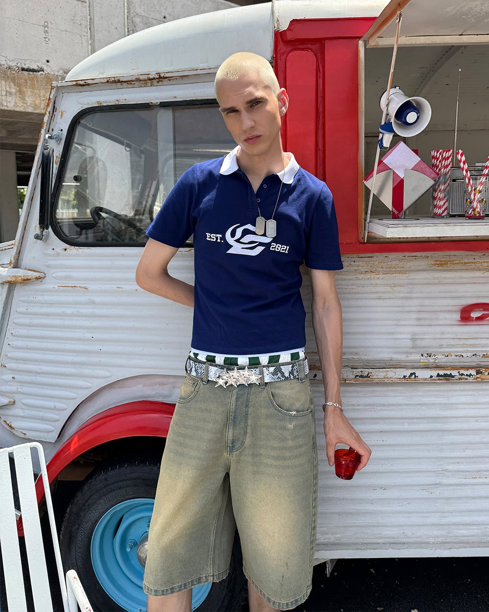 5th AURA SLIM POLO DARK BLUE - COLD CULTURE