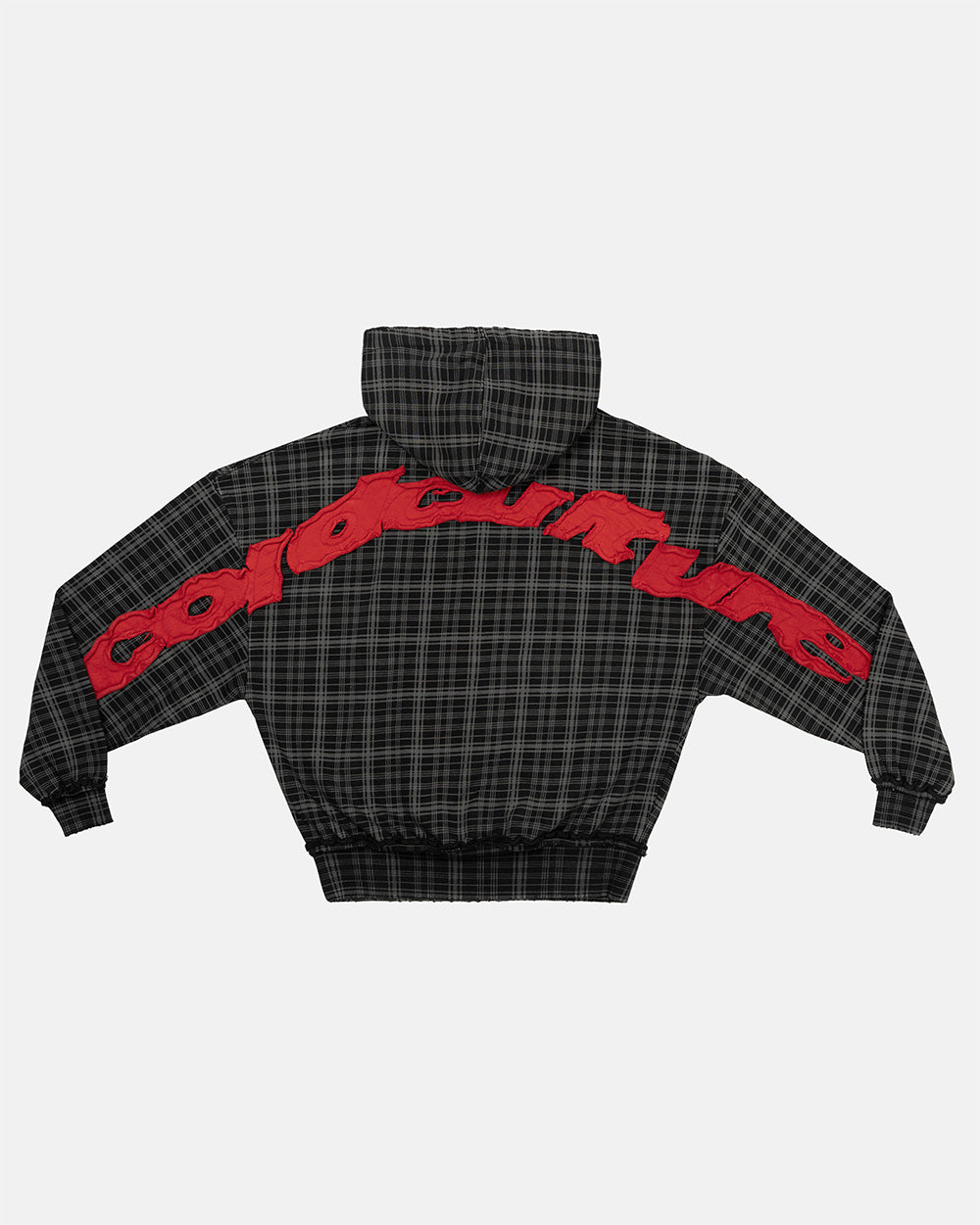TARTAN HOODIE BLACK, GREY & RED